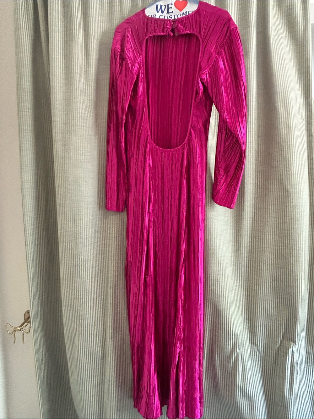Fuchsia Open-Back Maxi Dress